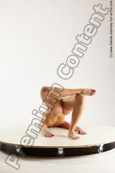 Nude Gymnastic poses Woman White Sitting poses - ALL Slim long black Multi angle poses Pinup